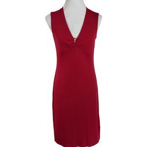 Merona Dress Stretch Flowy Size Small Sleeveless Raspberry V Neck